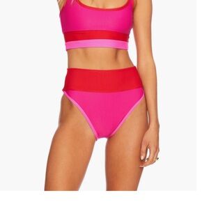 Beach Riot Emmy Colorblock High Waist Bikini Bottom